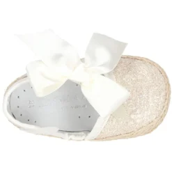 Alpargata BABY con cierre adherente y lazo en piel con GLITTER.