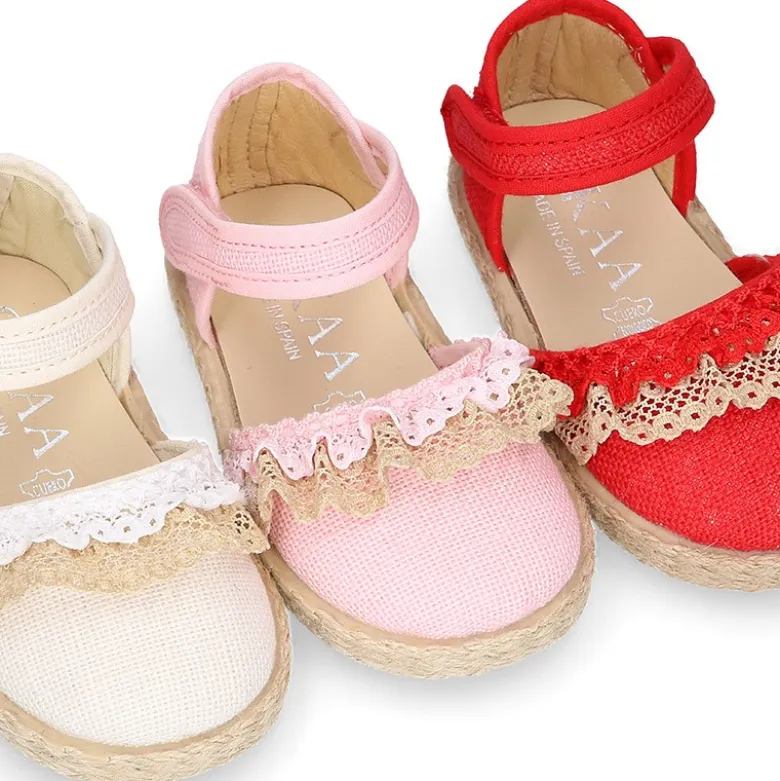 Alpargata baby niña lino PUNTILLA.