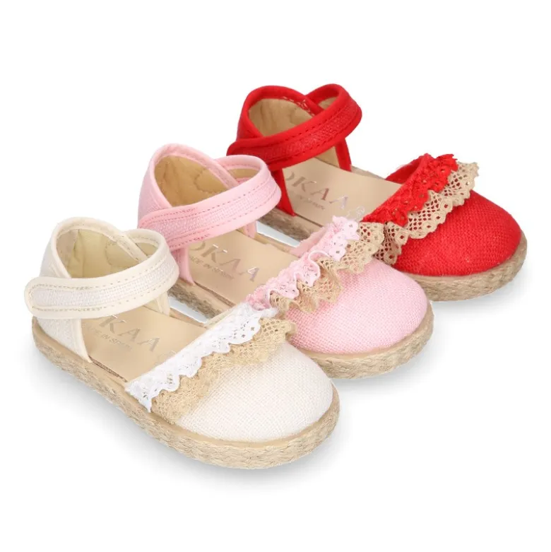 Alpargata baby niña lino PUNTILLA.