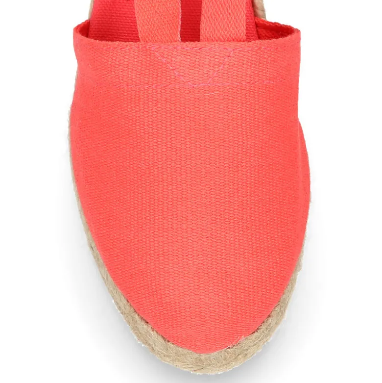 Alpargata clásica mujer con cuña tipo Valenciana en lona piqué CORAL.