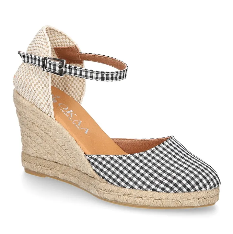 Alpargata mujer con cuña en lona VICHY.