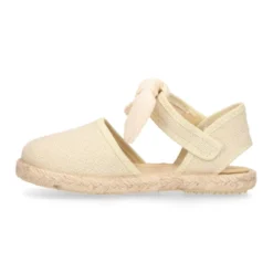 Alpargata niña Ceremonia de lino con cierre adherente con lazo