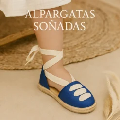Alpargata niña tipo Valenciana con cintas en LINO.