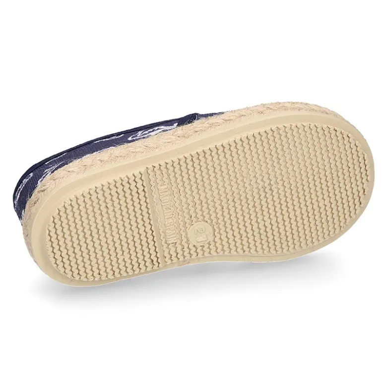 Alpargata niño con elásticos tipo Slip on en lona con CABALLITOS DE MAR.