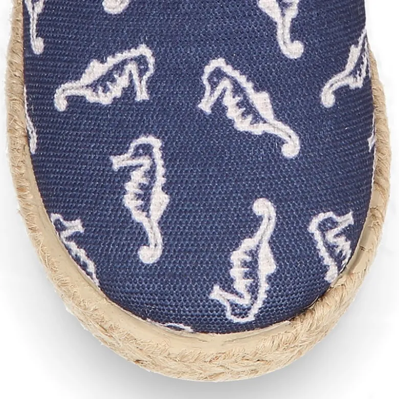 Alpargata niño con elásticos tipo Slip on en lona con CABALLITOS DE MAR.
