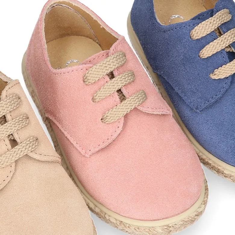 Alpargata niños tipo Blucher con cordones en SERRAJE.