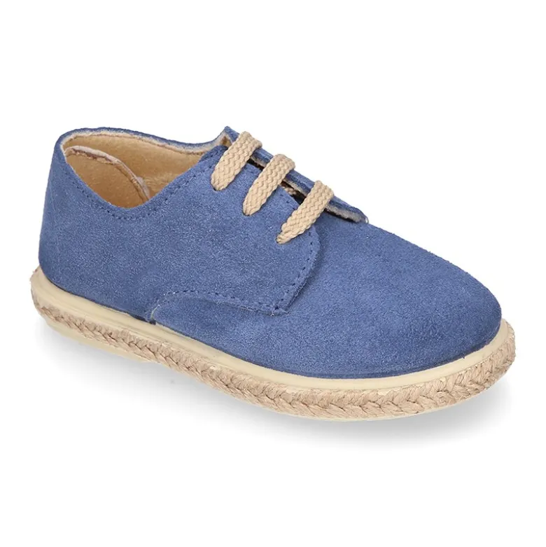 Alpargata niños tipo Blucher con cordones en SERRAJE.