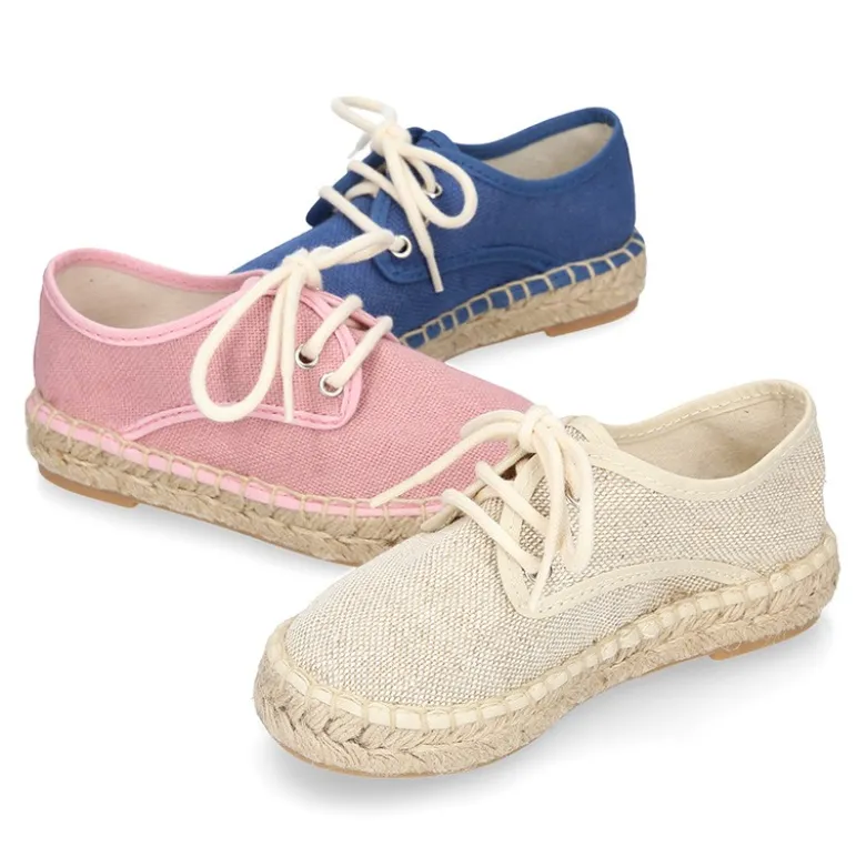 Alpargata niños tipo Blucher en lona LINO.