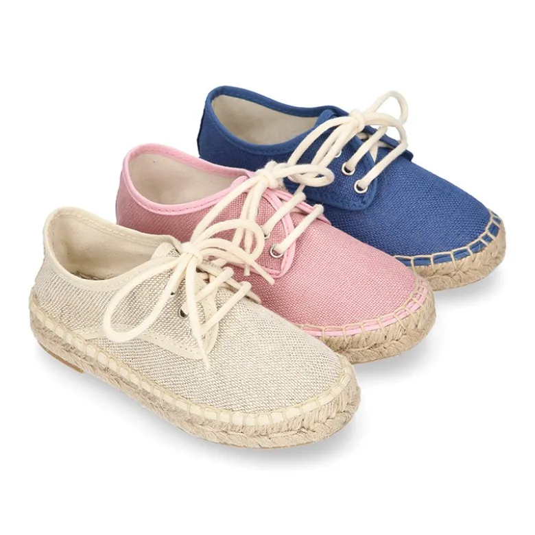 Alpargata niños tipo Blucher en lona LINO.