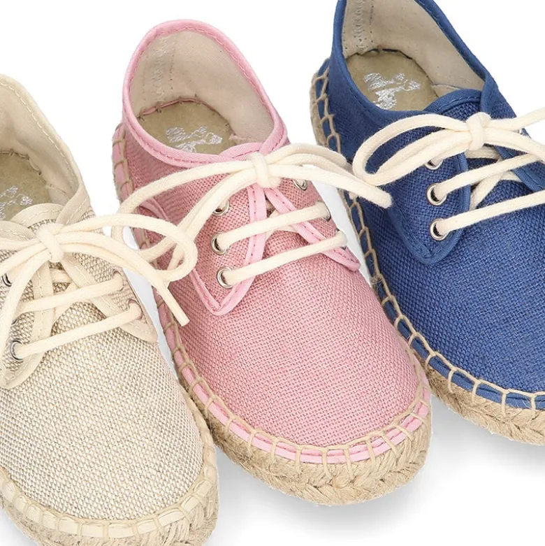 Alpargata niños tipo Blucher en lona LINO.