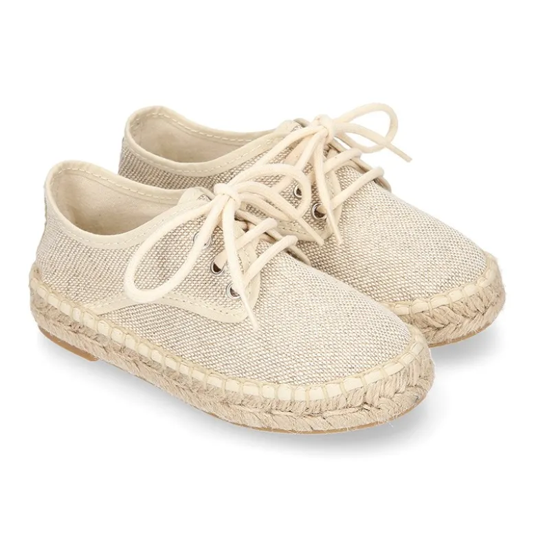 Alpargata niños tipo Blucher en lona LINO.