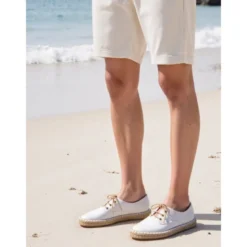 Alpargata niños tipo blucher en lona piqué BLANCO.