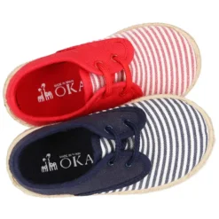 Alpargata niños tipo BLUCHER en lona con RAYAS.
