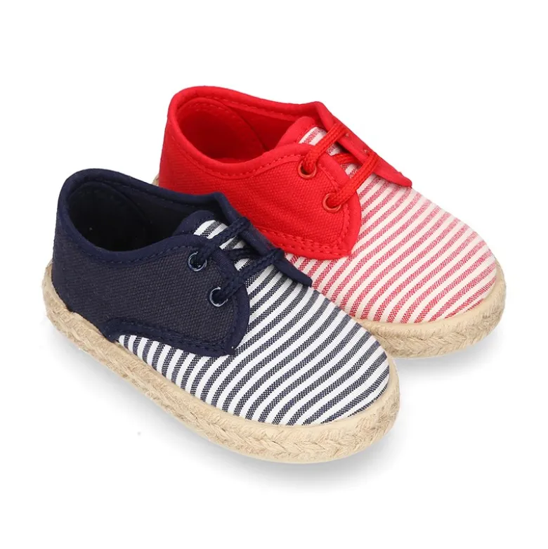 Alpargata niños tipo BLUCHER en lona con RAYAS.