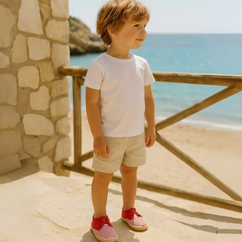 Alpargata niños tipo BLUCHER en lona con RAYAS.