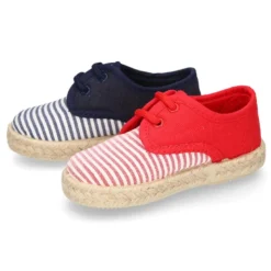 Alpargata niños tipo BLUCHER en lona con RAYAS.