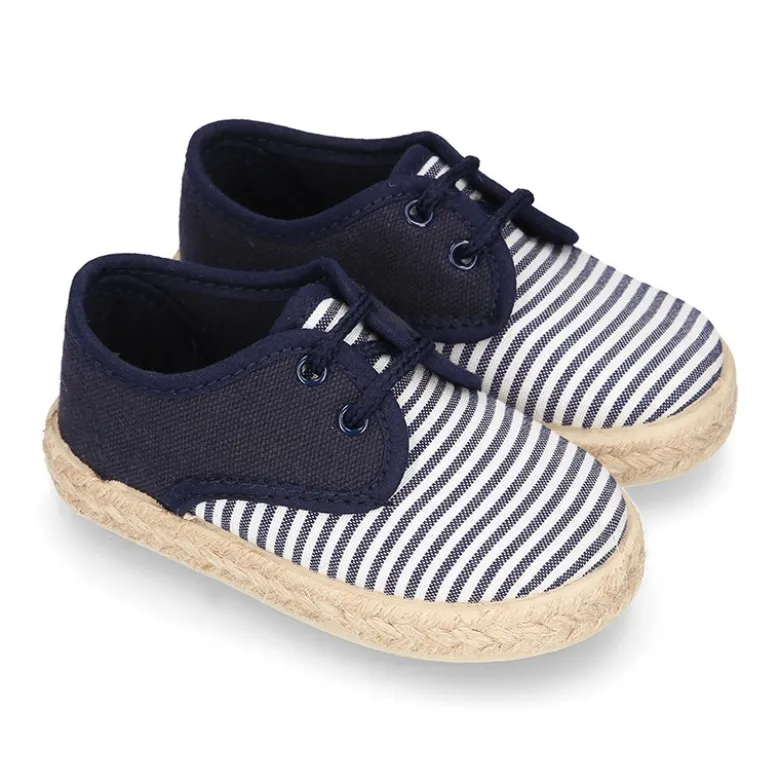 Alpargata niños tipo BLUCHER en lona con RAYAS.