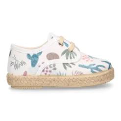 Alpargata niño tipo Blucher con cordones en lona con estampado CACTUS.