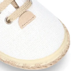 Alpargata niño tipo Blucher con cordones en LINO BLANCO.