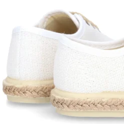 Alpargata niño tipo Blucher con cordones en LINO BLANCO.