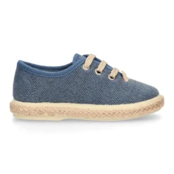 Alpargata niño tipo Blucher con cordones en LONA ESPIGA.