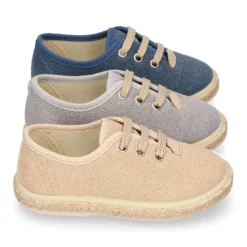 Alpargata niño tipo Blucher con cordones en LONA ESPIGA.
