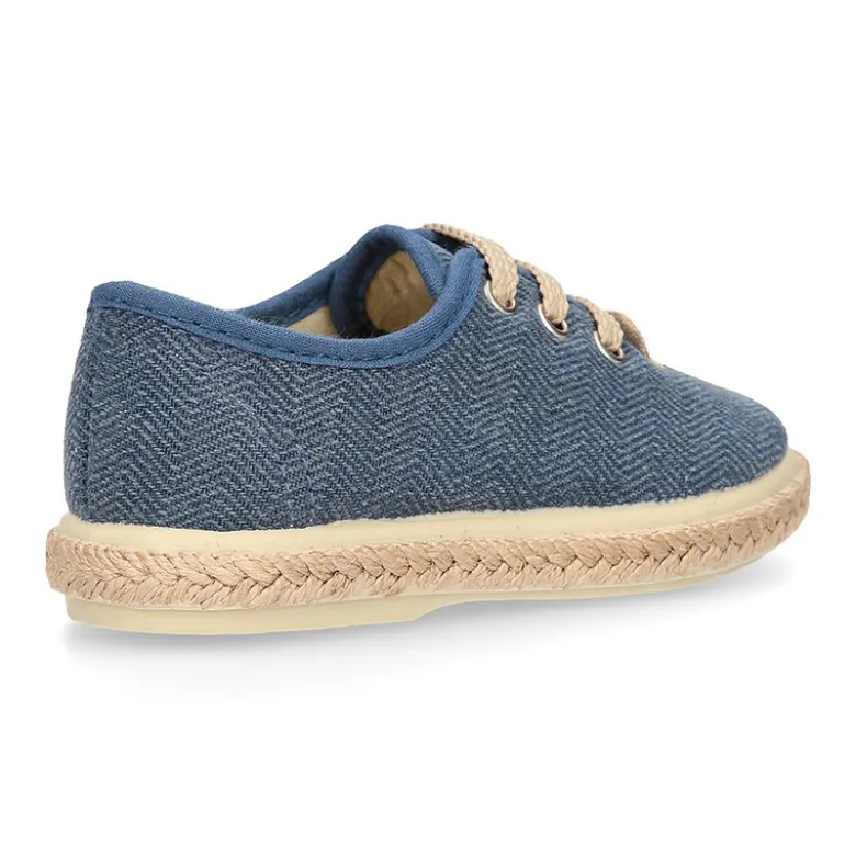 Alpargata niño tipo Blucher con cordones en LONA ESPIGA.