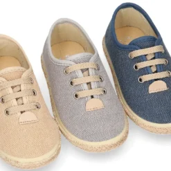 Alpargata niño tipo Blucher con cordones en LONA ESPIGA.
