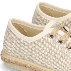 Alpargata niño tipo Blucher con cordones en LINO NATURAL.
