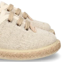 Alpargata niño tipo Blucher con cordones en LINO NATURAL.