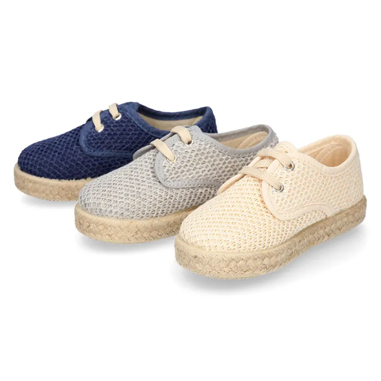 Alpargata niño tipo Blucher en lona CROCHET.