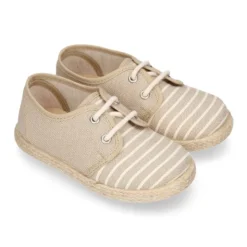 Alpargata niño tipo BLUCHER en lona algodón con RAYAS.