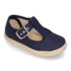 Alpargata niño tipo PEPITO con hebilla en lino.