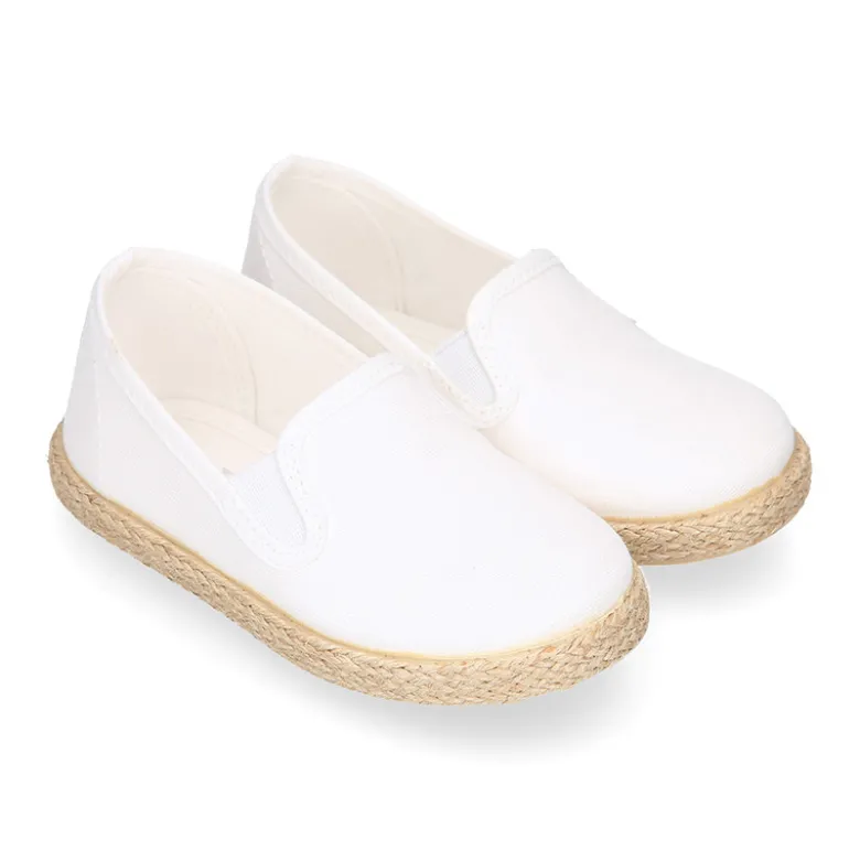 Alpargata niño tipo SLIP ON con elásticos en lona algodón.