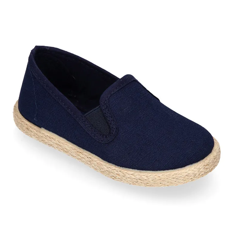 Alpargata niño tipo SLIP ON con elásticos en lona algodón.