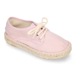 Alpargata tipo Blucher en lona suave piel de melocotón.
