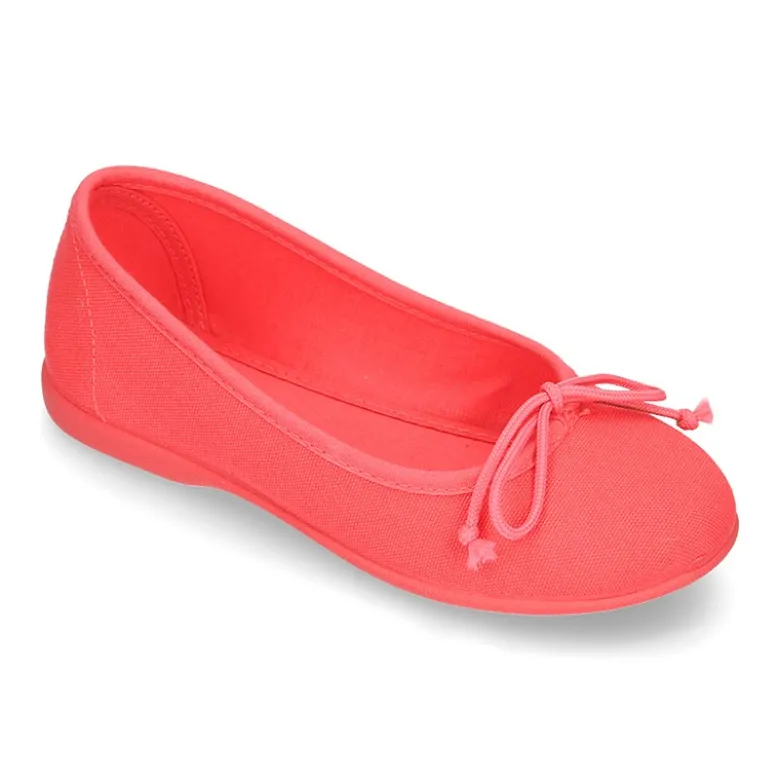 Bailarina básica con lazo ajustable en lona algodón NUEVOS COLORES de temporada.