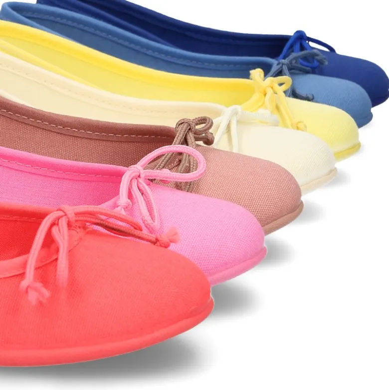 Bailarina básica con lazo ajustable en lona algodón NUEVOS COLORES de temporada.