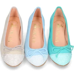 Bailarina clásica con lazo ajustable en piel ante suave con GLITTER.