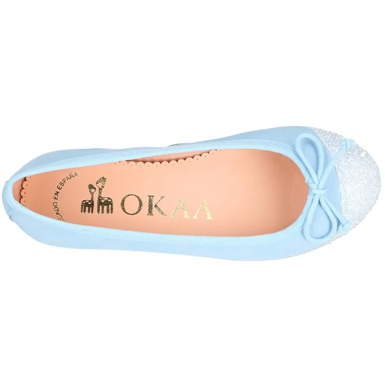 Bailarina clásica con lazo ajustable en piel ante suave con GLITTER.