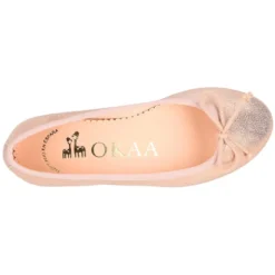 Bailarina clásica con lazo ajustable en piel ante suave METALIZADO.