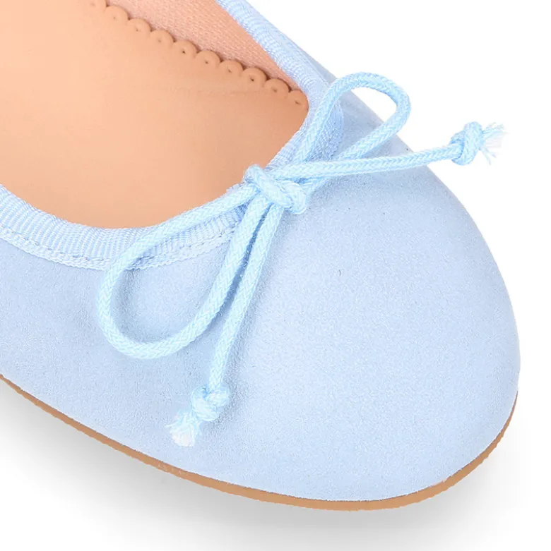 Bailarina clásica niña con lazo ajustable en piel ante en colores pastel.
