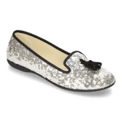 Bailarina mujer tipo SLIPPER con borlas en lona con lentejuelas.