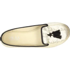 Bailarina mujer tipo SLIPPER con borlas en lona con lentejuelas.