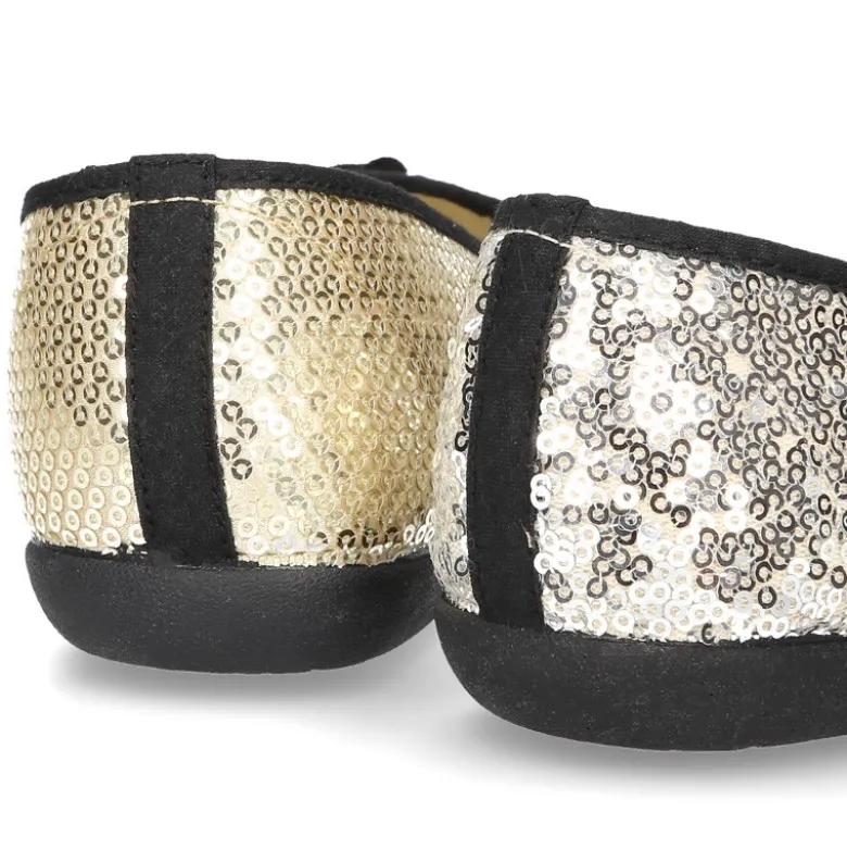 Bailarina mujer tipo SLIPPER con borlas en lona con lentejuelas.