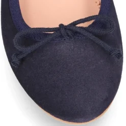 Bailarina niña clásica con lazo ajustable en piel serraje AZUL MARINO.