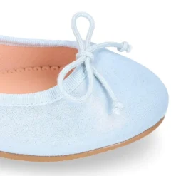 Bailarina niña clásica con lazo ajustable en piel ante METALIZADO.