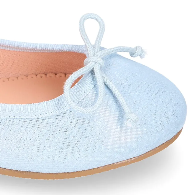 Bailarina niña clásica con lazo ajustable en piel ante METALIZADO.