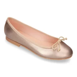 Bailarina niña clásica con lazo ajustable en piel METALIZADA súper suave.