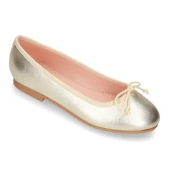 Bailarina niña clásica con lazo ajustable en piel METALIZADA súper suave.